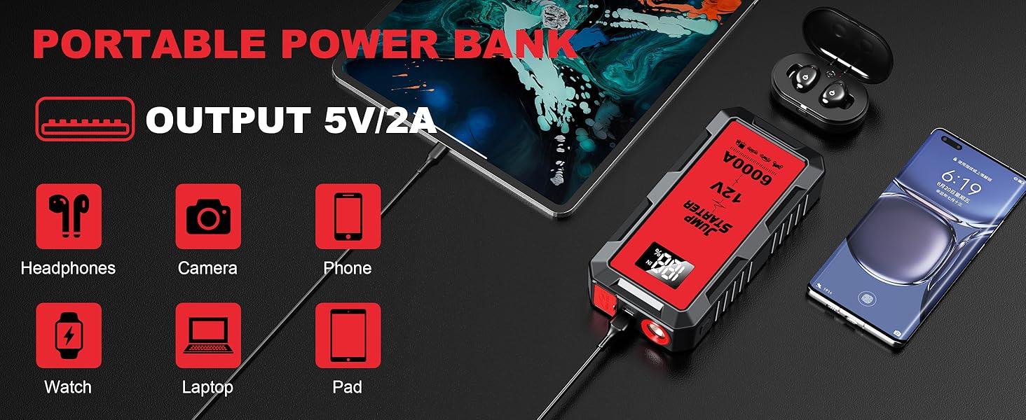 Car Jump Starter with Air Compressor