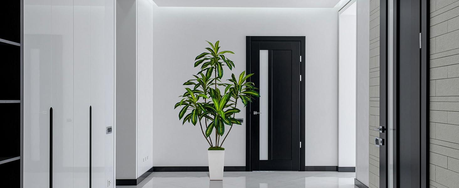aetificial dracaena tree with tall planter