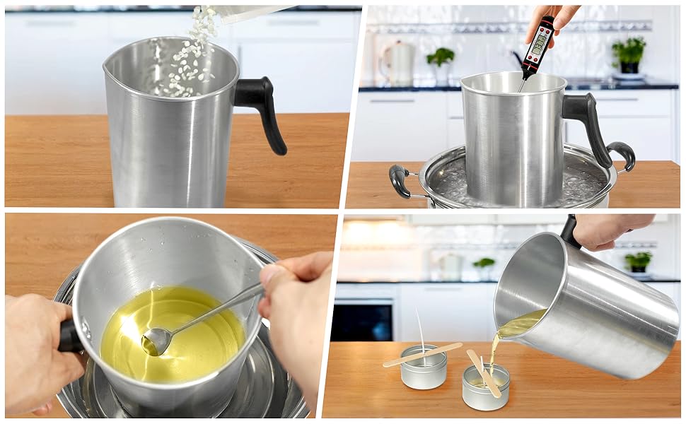 JBEIY 3L Candle Wax Melting Pot, with Candle Thermometer, Large Capacity Candle