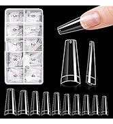 Yokilly Clear Coffin Nails Tips, 500 PCS Short No C Curve Nail Tips for Acrylic Nail Professional...