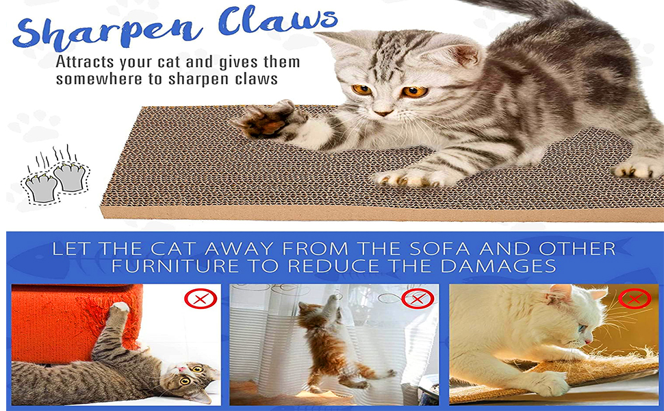 Cature Cat Scratcher Cardboard Scratching Pad Recyclable Corrugated