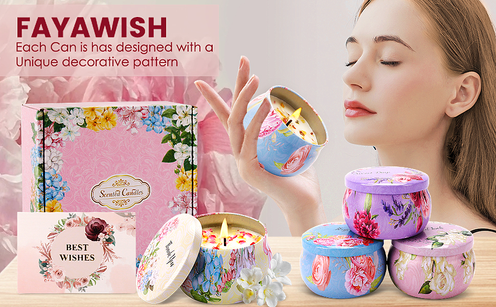 FAYAWISH 4-piece Scented Candle Gift Set (Natural Plant Petals series)