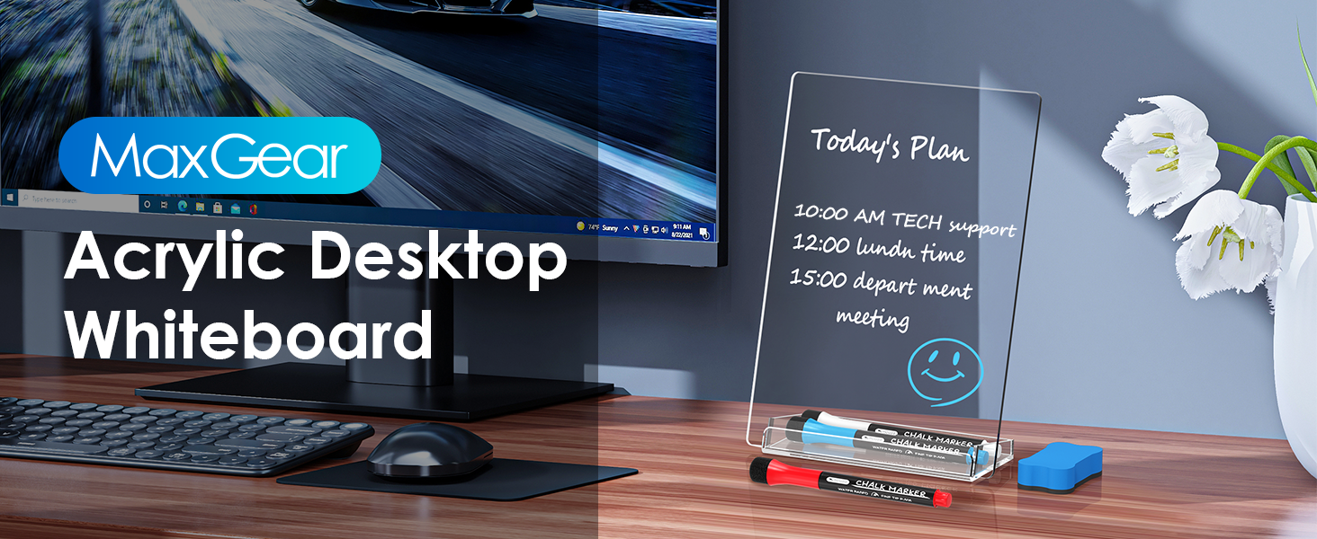 MaxGear Desktop Whiteboard, Acrylic Desk White Board with