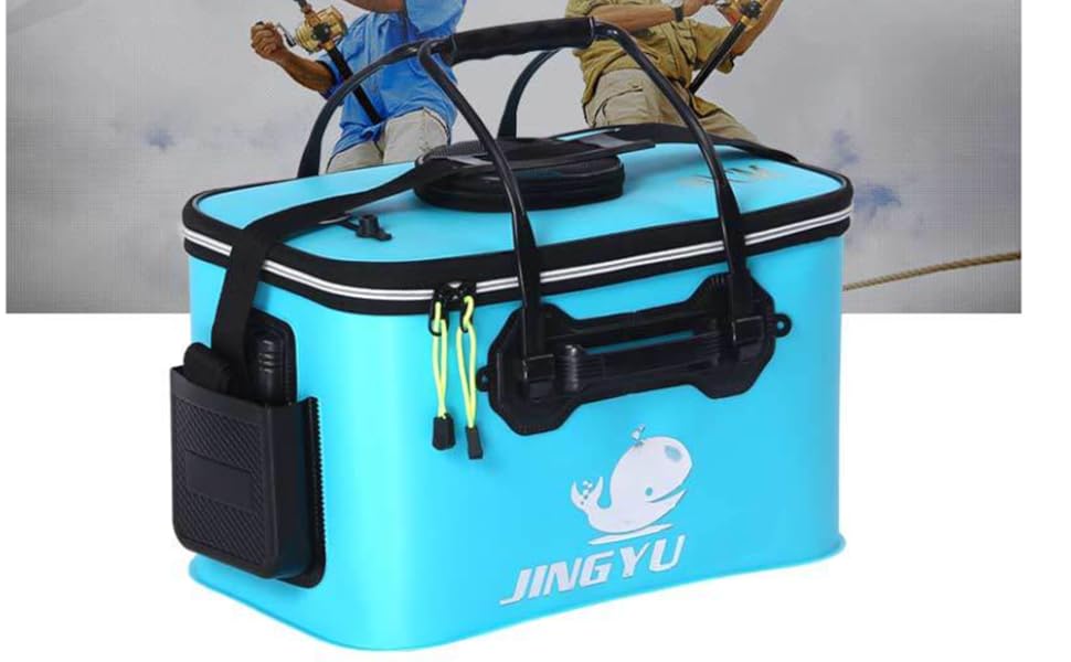 FM2018XSL Fishing Bucket Foldable EVA Fishing Bag with Oxygen Pump Pocket 17.7"×11”×