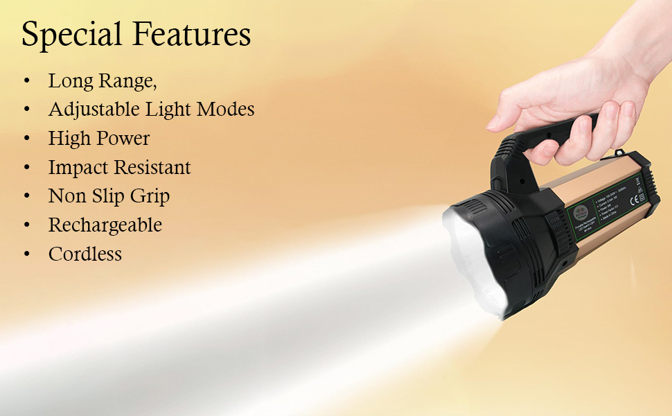 Diwali Sale Renmax Rechargeable Searchlight Torch – Bright Led Laser Flashlight With 800M Beam Range, 6000Mah Battery, Metal Housing &Amp; Plastic Body – Powerful Security Light, 1 Pc 12 Spn-Nvu