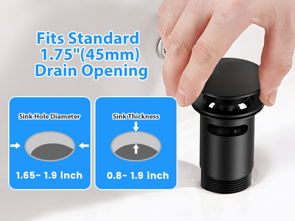 Bathroom Sink Drain Pop-up Bathroom Sink Stopper Vanity Vessel Hair Catcher Anti-Clog Strainer