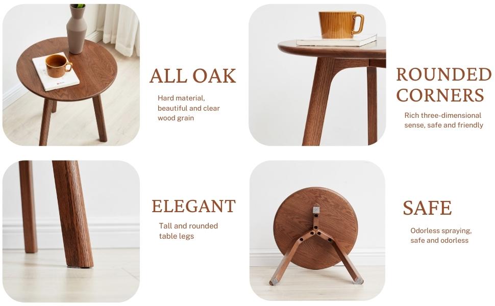 Grewood 100 Solid Oak Wood Small Round End Table 3