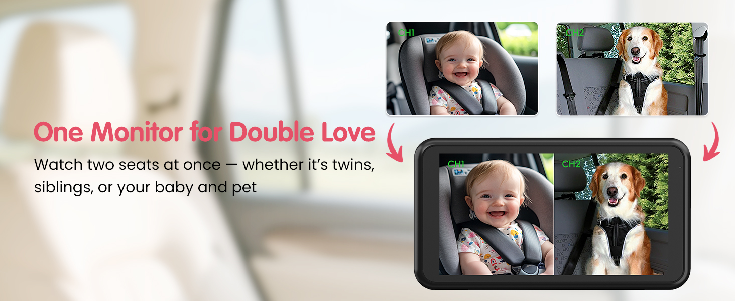 baby car camera for 2 kids