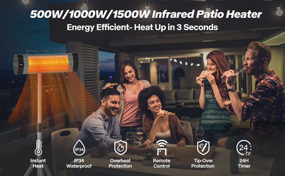 Outdoor Heaters, 2s Heating Electric Infrared Patio Heaters