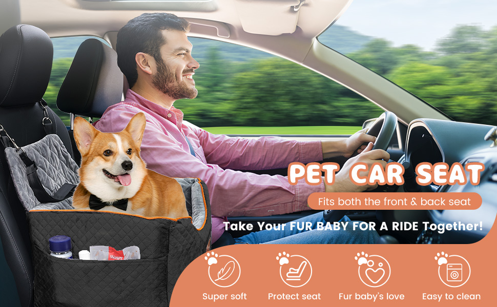 AlfaTok Memory Foam Booster Dog Car Seat with Washable