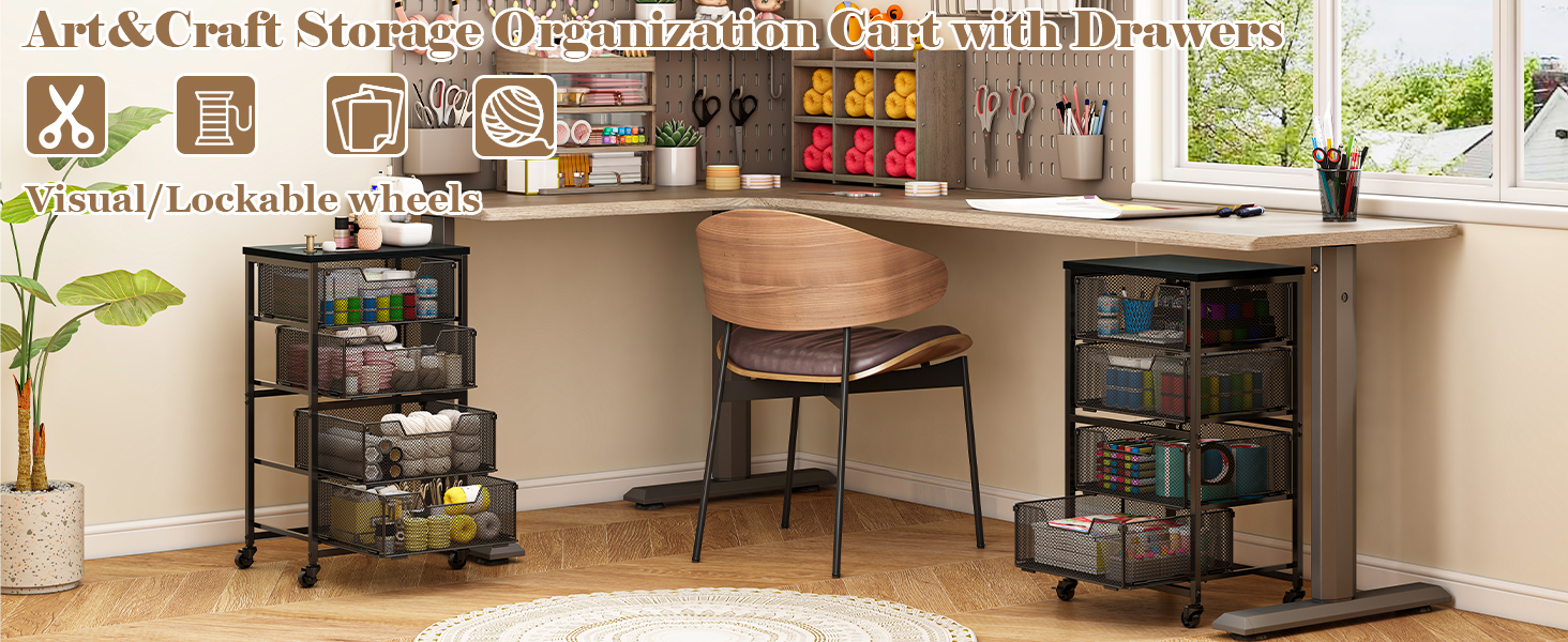 rolling cart with drawers