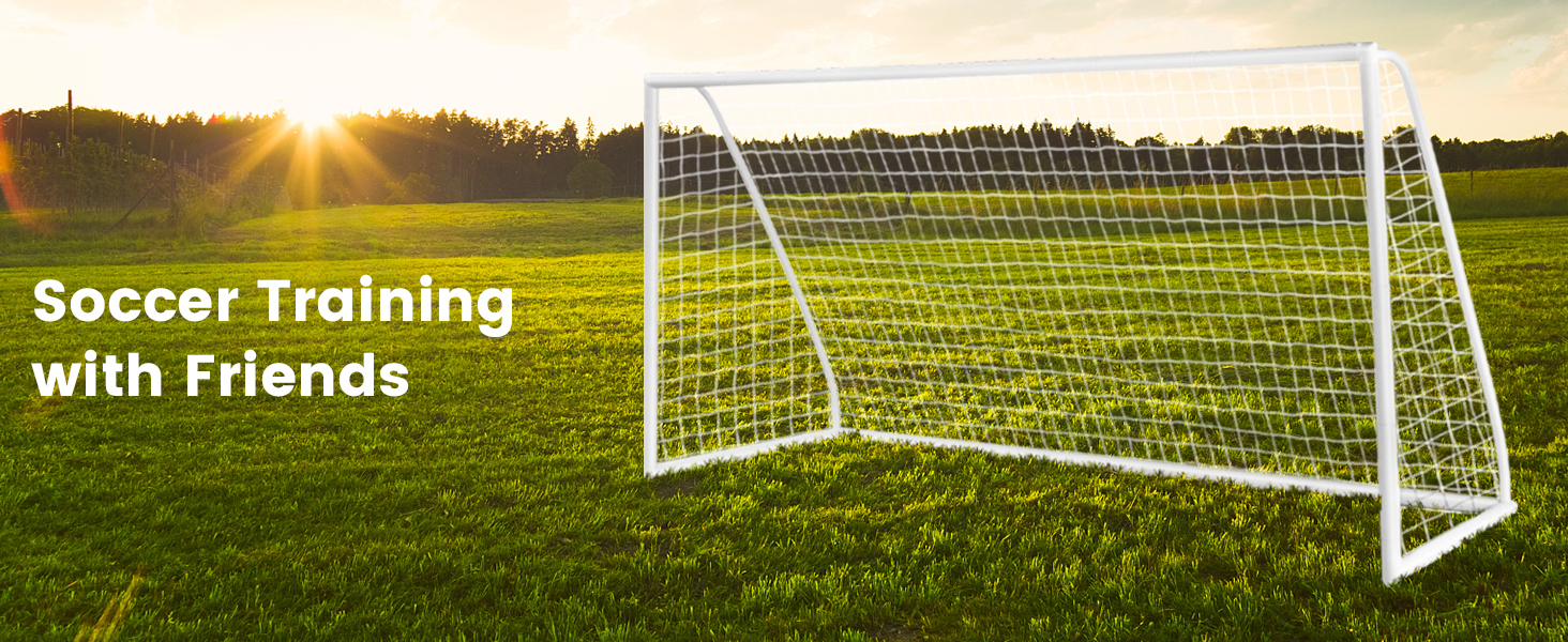 Costway 3.65M x 1.82M Soccer Goal All-Weather Soccer Goal W/Strong PVC Frame High-Strength Netting