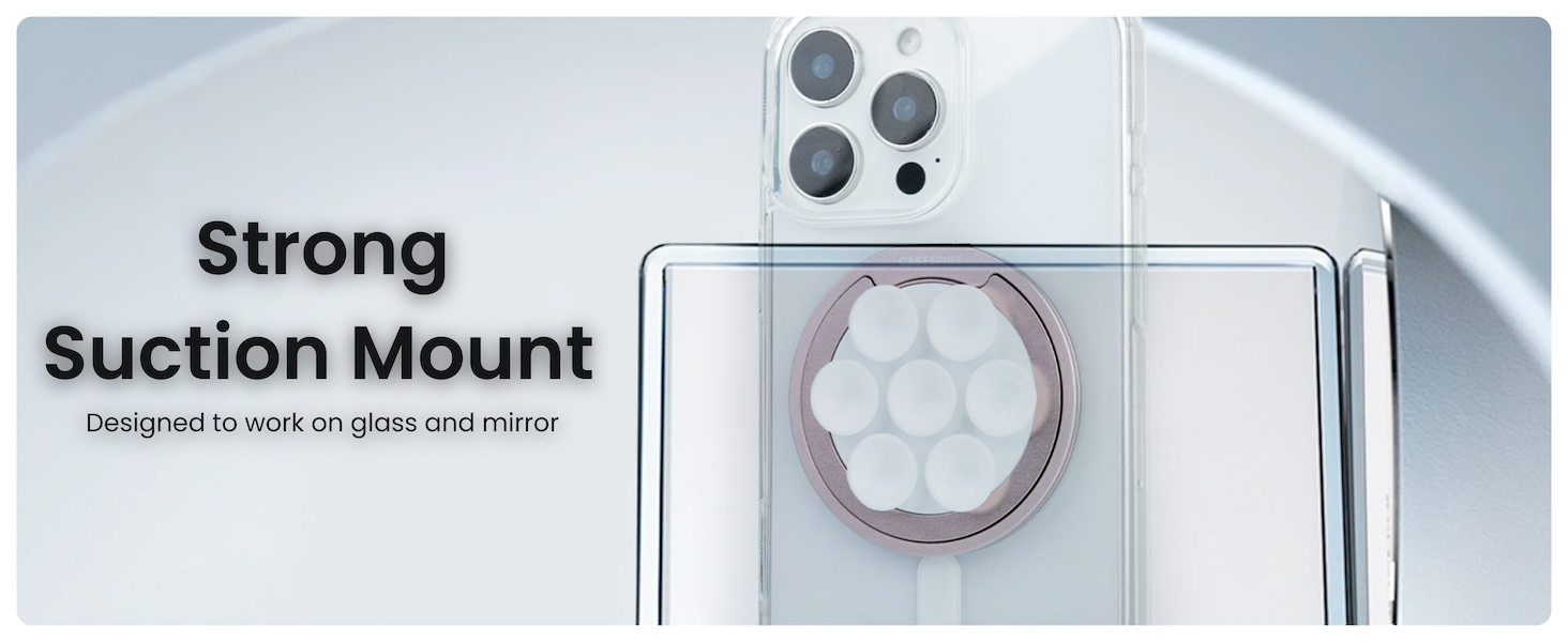 Casespire 3-in-1 Suction Grip Stand has strong Suctions for use on mirror, glass and smooth surface