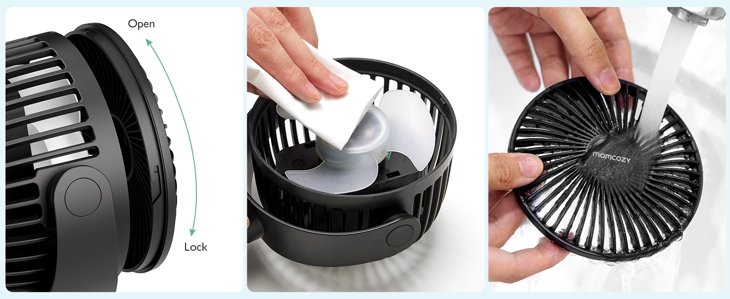 momcozy Portable Pram Fan, 8000mAh, 27H Ultralong Battery Life, Stroller Fan Detachable 4 Speed
