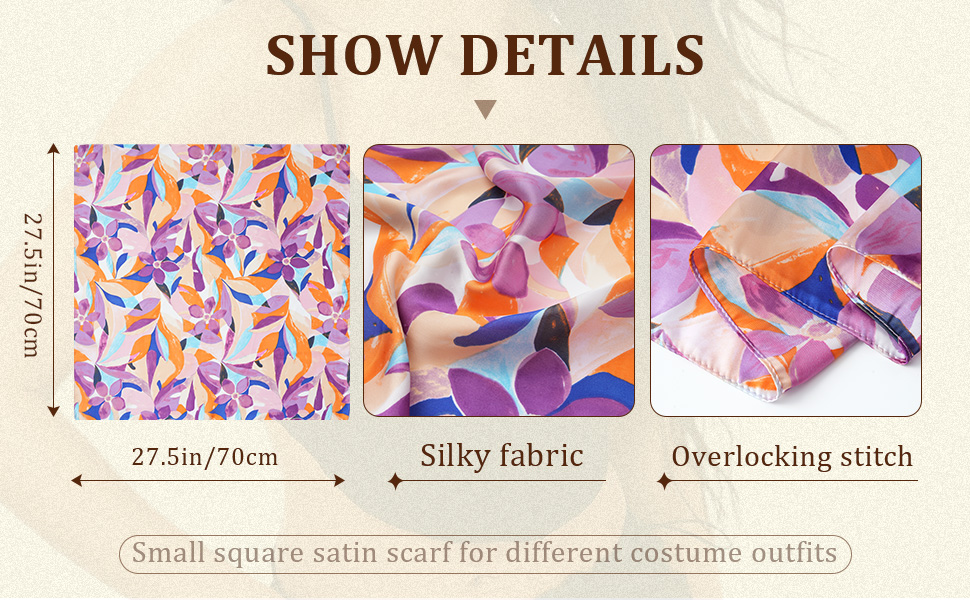 details of flower silky hair scarf