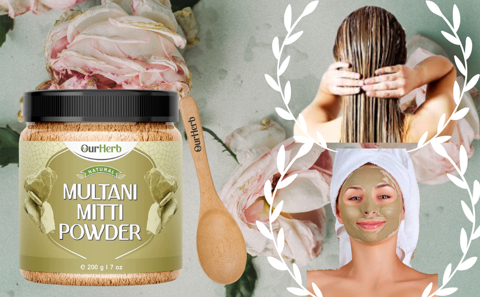 OurHerb Multani Mitti (Fuller’s Earth) Powder for Skin & Hair with