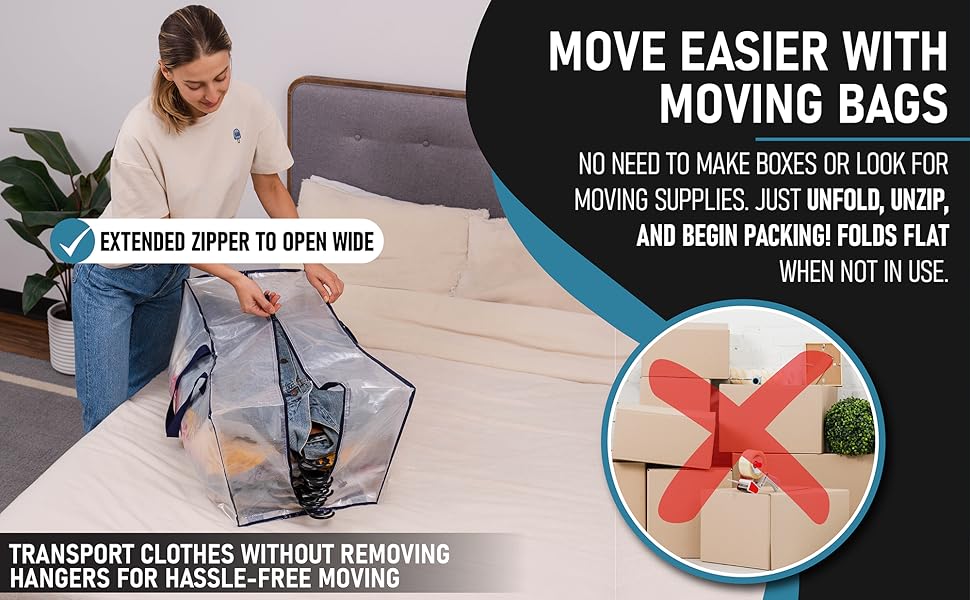 VENO 10 Pack Moving Bags w/Backpack Straps, Moving Boxes