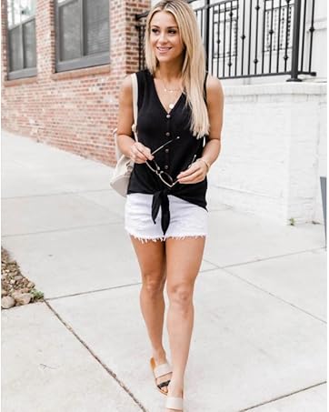 Tank Tops for Women Sleeveless V Neck Workout Tops Running Casual Athletic T Shirts Cute