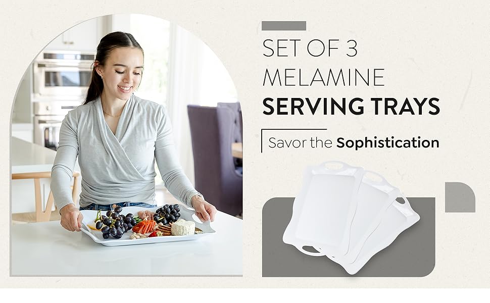 Set of 3 melamine serving trays
