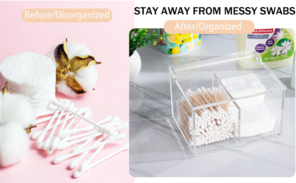 Dealpoli Qtip Holder with Lid Cotton Balls Swab Organizer