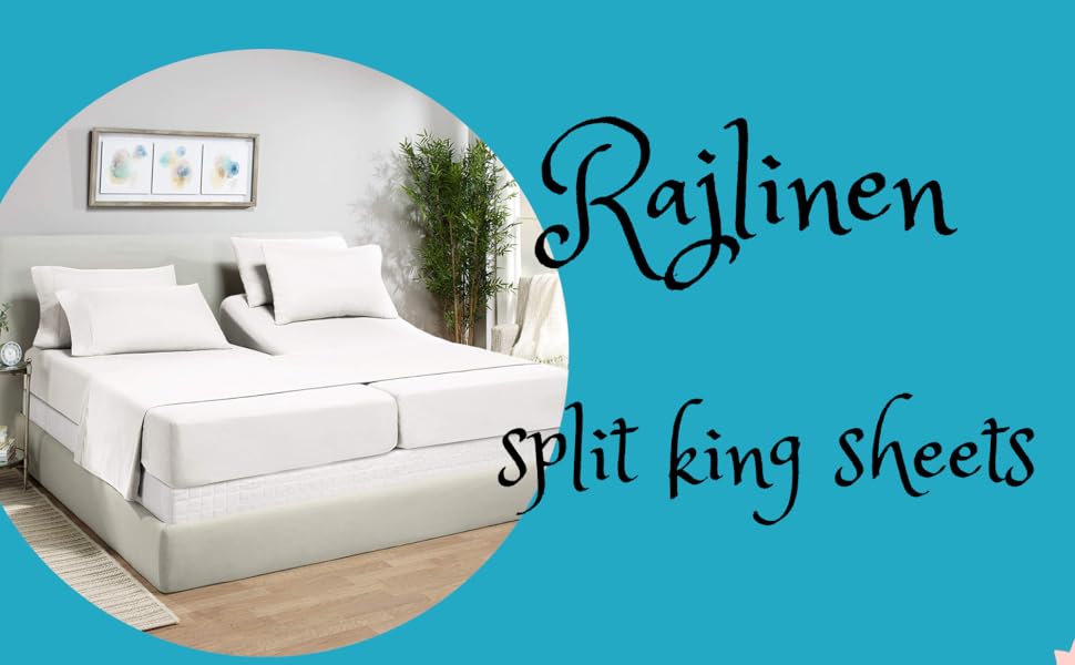 Rajlinen Split King Sheets Sets for Adjustable Beds Split King Sheets Deep