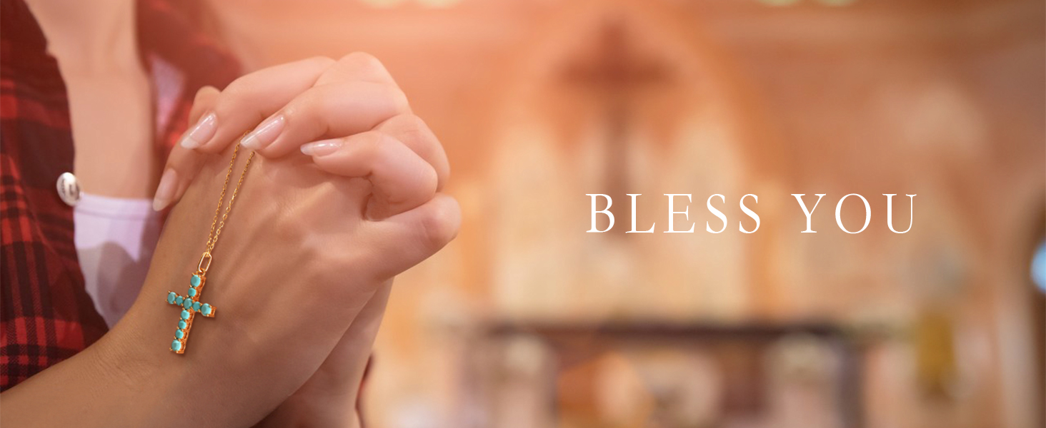 Birthstone Cross Necklace for Her