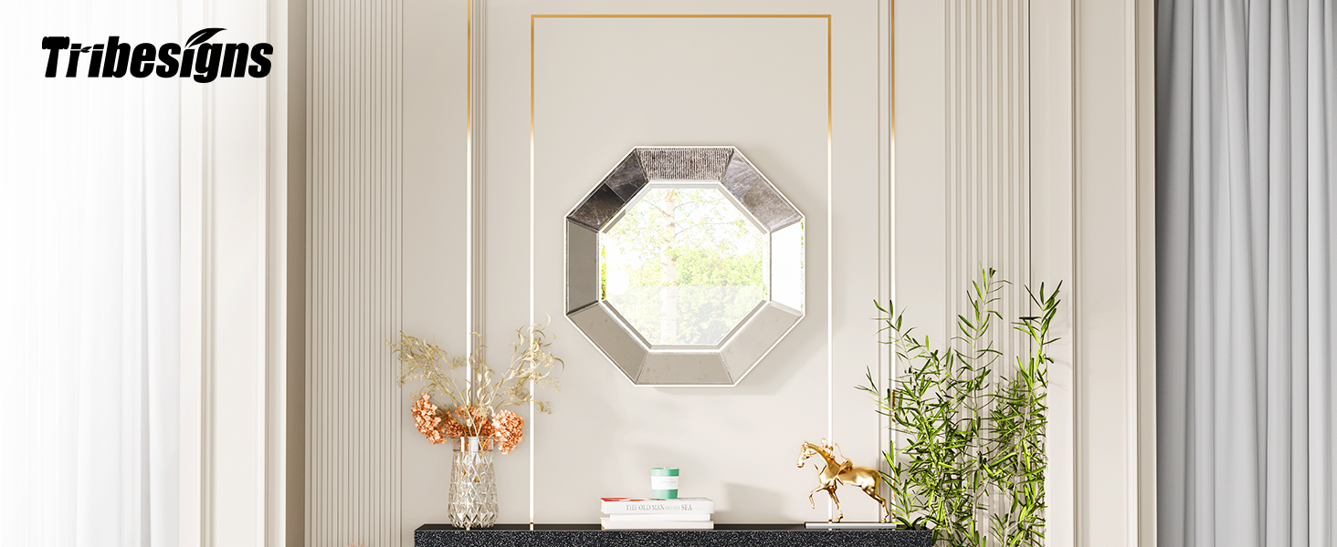 Tribesigns Modern Mirrored Console Table, Glass Sofa Table