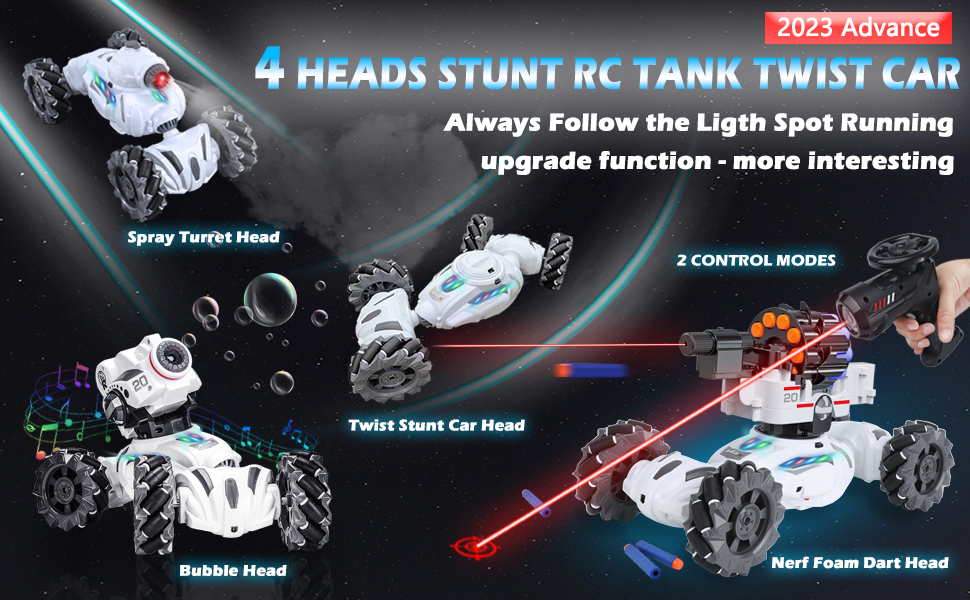 VWAHNANA 4 Head RC Tank Cars That Shoots Nerf Bullets