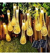 JMEXSUSS 2 Pack Solar Water Drop String Lights, Total 41.6FT 60 LED Solar Powered String Lights O...