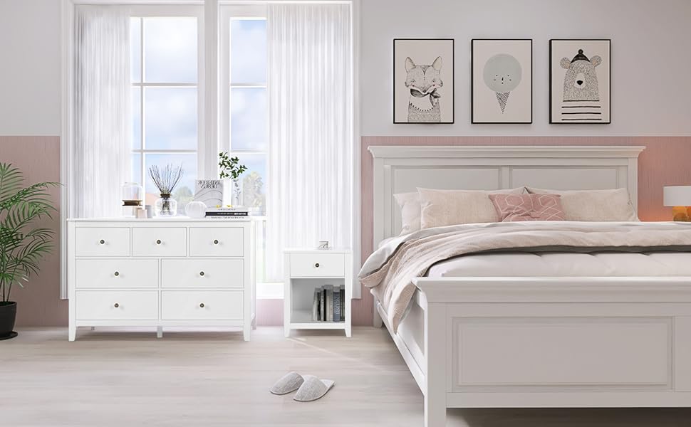 Vikiullf Dresser and Nightstands Sets 3 Pieces Modern