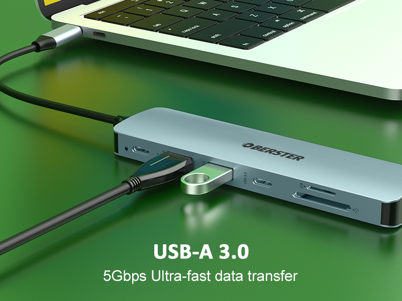 Hub USB C con HDMI 4K, 7 en 1 Adaptador USB C con USB C 3.0, 2 USB 3.0