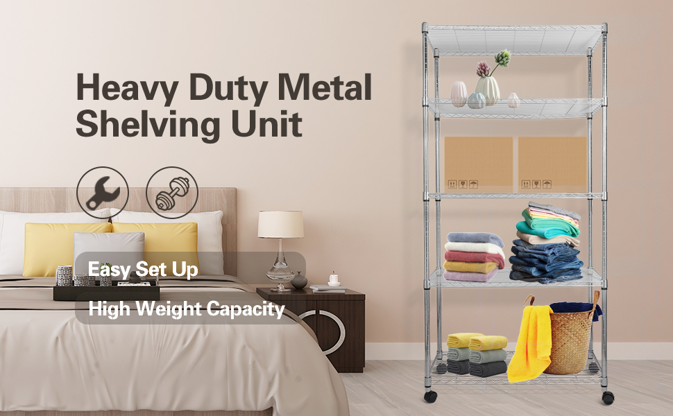 Simple Deluxe 5Shelf Shelving Unit Heavy Duty Storage Shelving