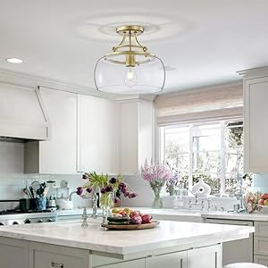 WUZUPS Chandelier Rustic Farmhouse Industrial Round Semi-flushmount Ceiling LED Light Fixture