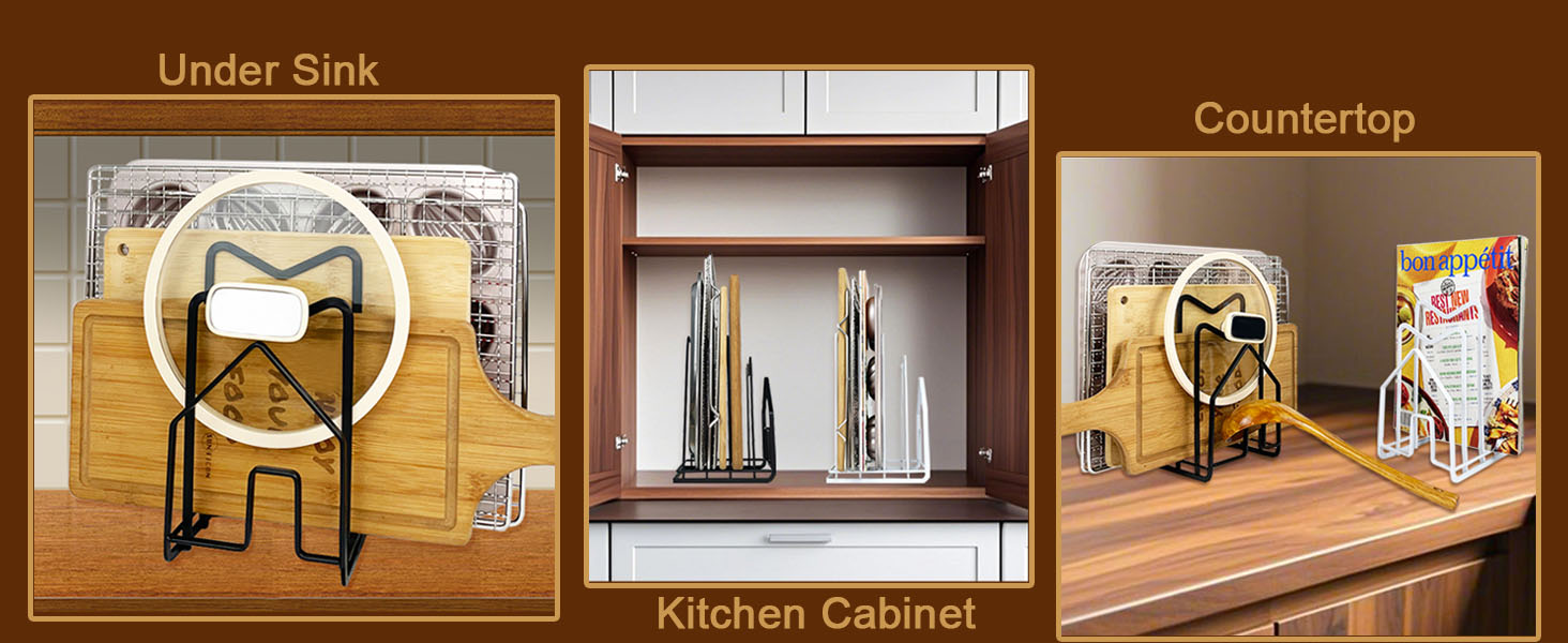 Cutting Board Holder Rack Pot Pan Lids Holder Chopping Board Organizer