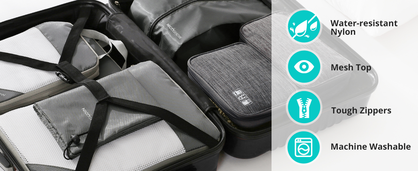 Compression Packing Cubes for Suitcases, NICOSHOW 7 Set