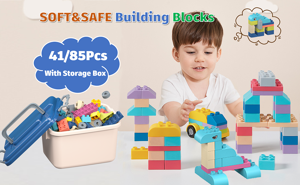 WKSBBTS 41PCS Soft Building Blocks with Storage Box, TOP