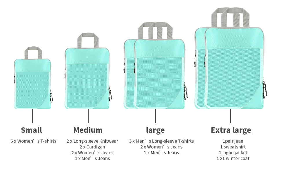 BRAQ 6 Set Compression Packing Cubes for Suitcases,Travel