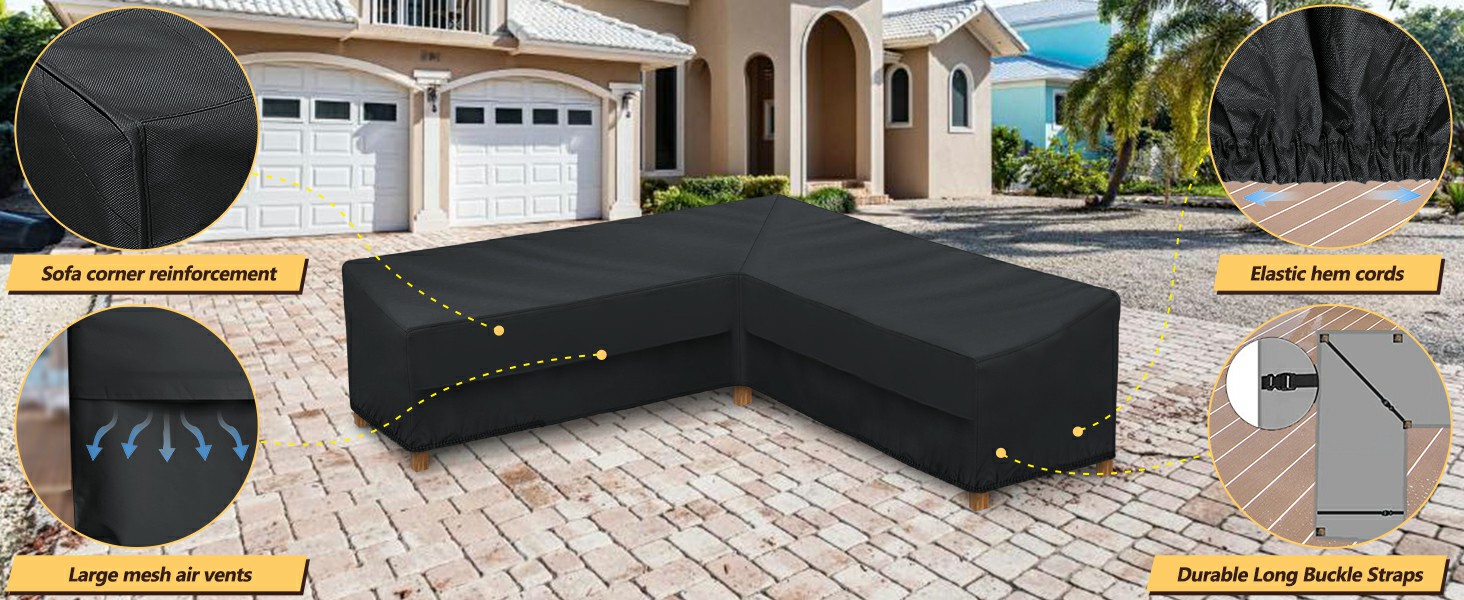 STARTWO Upgrade Outdoor LShaped Sectional Sofa Cover 83