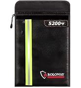 ROLOWAY Fireproof Document Bag (15.5 x 11.5 inch) with 2 Pockets and 5200℉ Aluminum Foil Layer, F...
