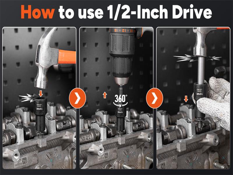 Topme Lug Nut Remover Set, 16 Pieces 1/2Inch Drive Lug Nut Removal