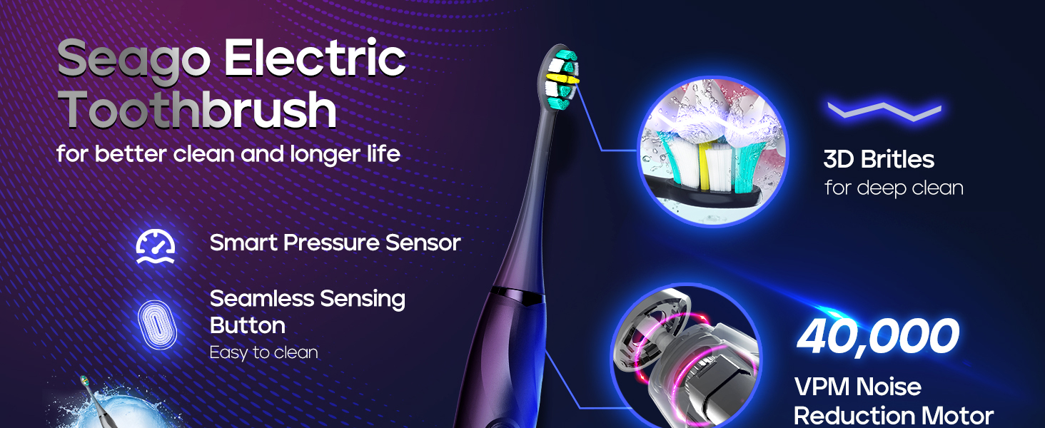 40000 VPM fast cleaning for 100% more plaque removal VS a regular manual toothbrush
