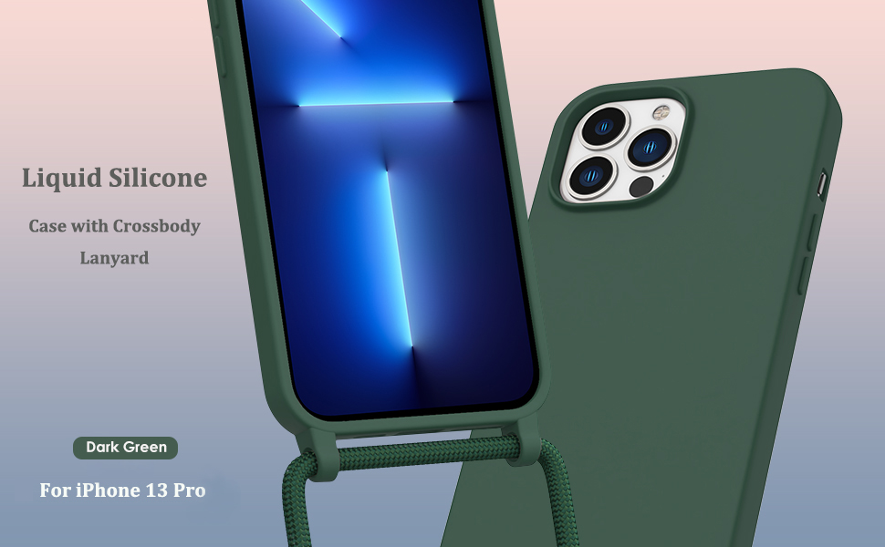 ZTOFERA Crossbody Lanyard Case for iPhone 13 Pro, Liquid Silicone