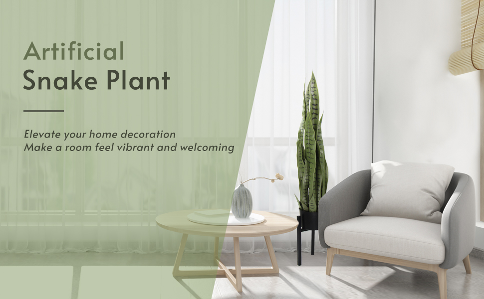 VERDEARTH Artificial Snake Plant, 35'' Faux Snake Plant