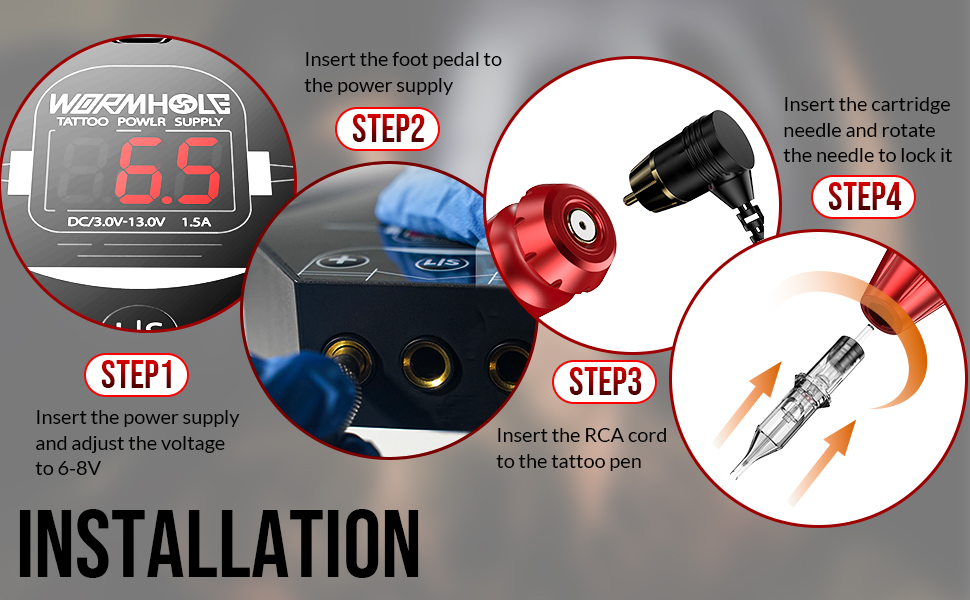 Tattoo Gun Kit, Wormhole Tattoo Machine Kit Tattoo Pen Kit