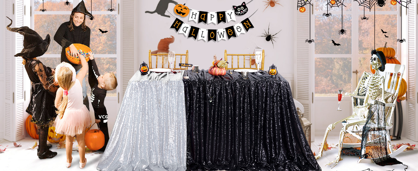 silver and black party decorations