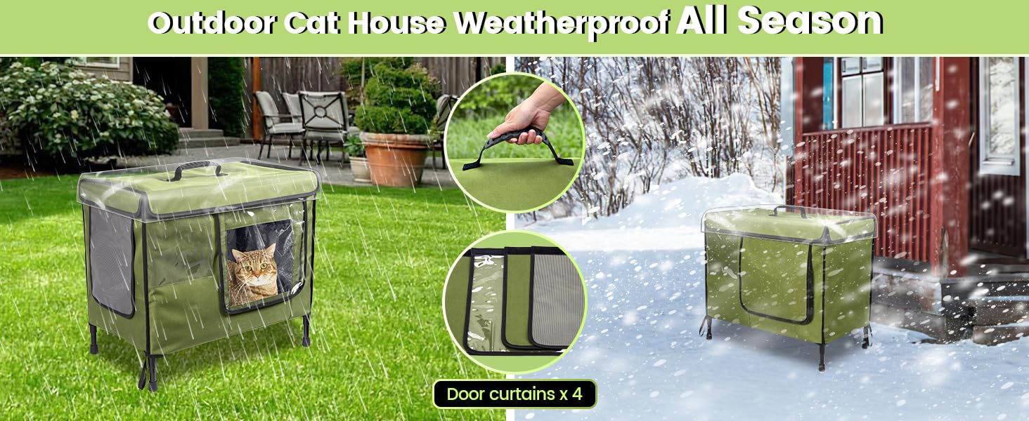 Chtoocy Large Heated Cat House for Outdoor，Insulated