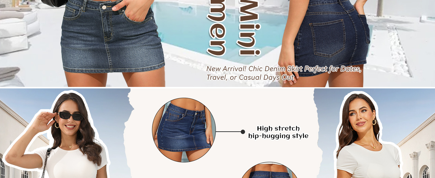 Casual Jean Skirts for Women 2025 Low Waisted