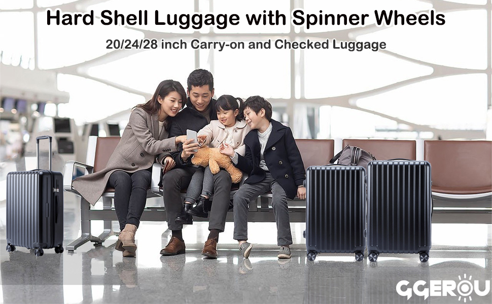GGEROU Hardside Luggage with Spinner Wheels,Hard Shell Luggage Set of 3