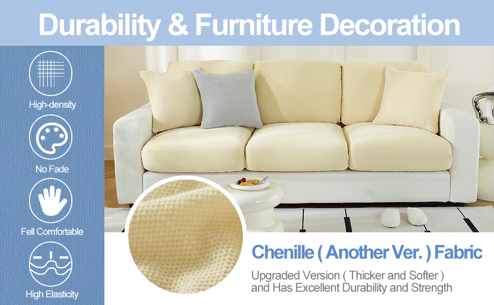 WEYOND Couch Cushion Covers Individual Large Super Stretch Chenille