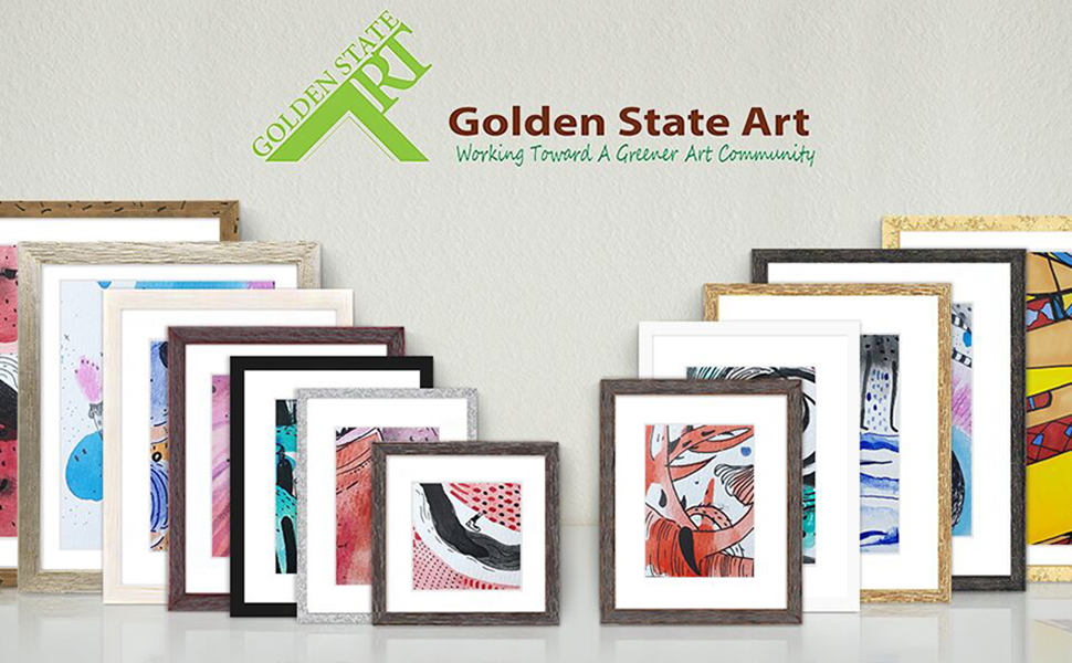 Golden State Art, 11x14 Distressed Black Wood Frame with White over
